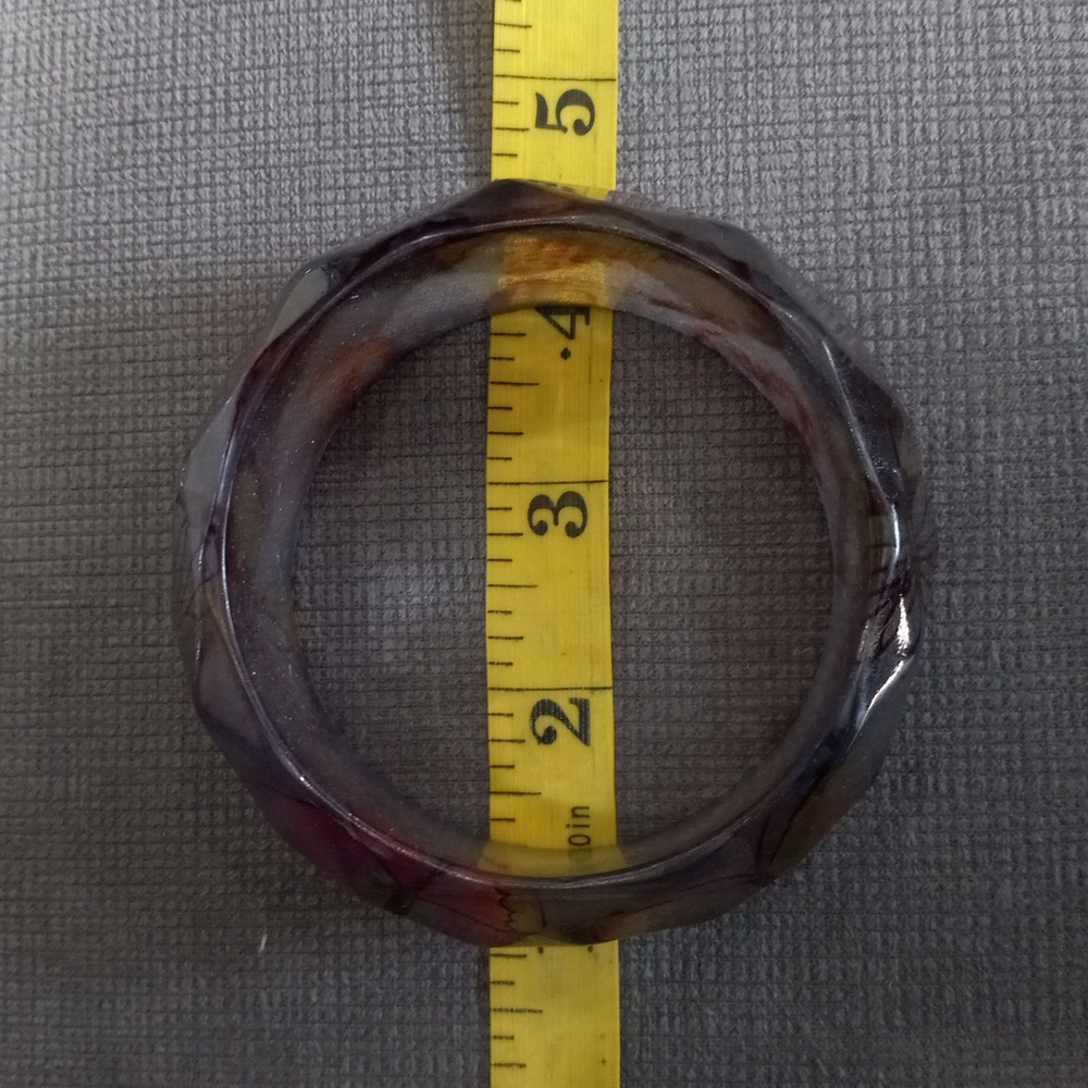 Vintage Chunky Lucite Faceted Resin Bangle Silver Glitter Multicolor Butterfly - Picture 11 of 13